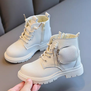 Custom New Fashion Unisex in pelle nera per bambini bambini stivaletti da ragazzo per 13 anni pantofole invernali con lacci per ragazze - Product Image 1