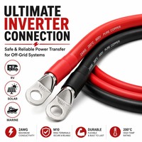 Paire de câbles de batterie 50mm² 1/0 AWG rouge et noir 600V-1500V avec cosses terminées 1ft 3ft 6ft pour onduleur solaire hors réseau CE