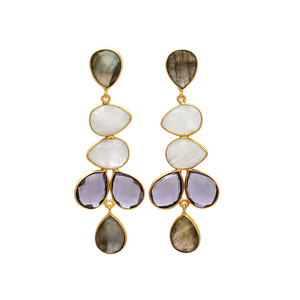 Pendientes Colgantes Circulares de Cuarzo Chapados en Oro de Plata de Ley S925 para Mujer, Diseño Único y Brillante, Hipoalergénicos, Minimalistas - Product Image 1