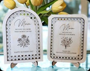 Regalo Personalizado para el Día de la Madre, Arco/Rectángulo Decorativo para Mesa, Soporte de Madera Contrachapada para Letreros del Día de la Madre, 100 Piezas - Product Image 4