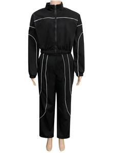 Viviblook ชุดวอร์มสองชิ้นสำหรับผู้หญิง, ชุดวอร์มแขนยาวมีซิปสำหรับ Z1121ST01กางเกงขากว้างหัวเข็มขัดกางเกงวิ่ง - Product Image 2