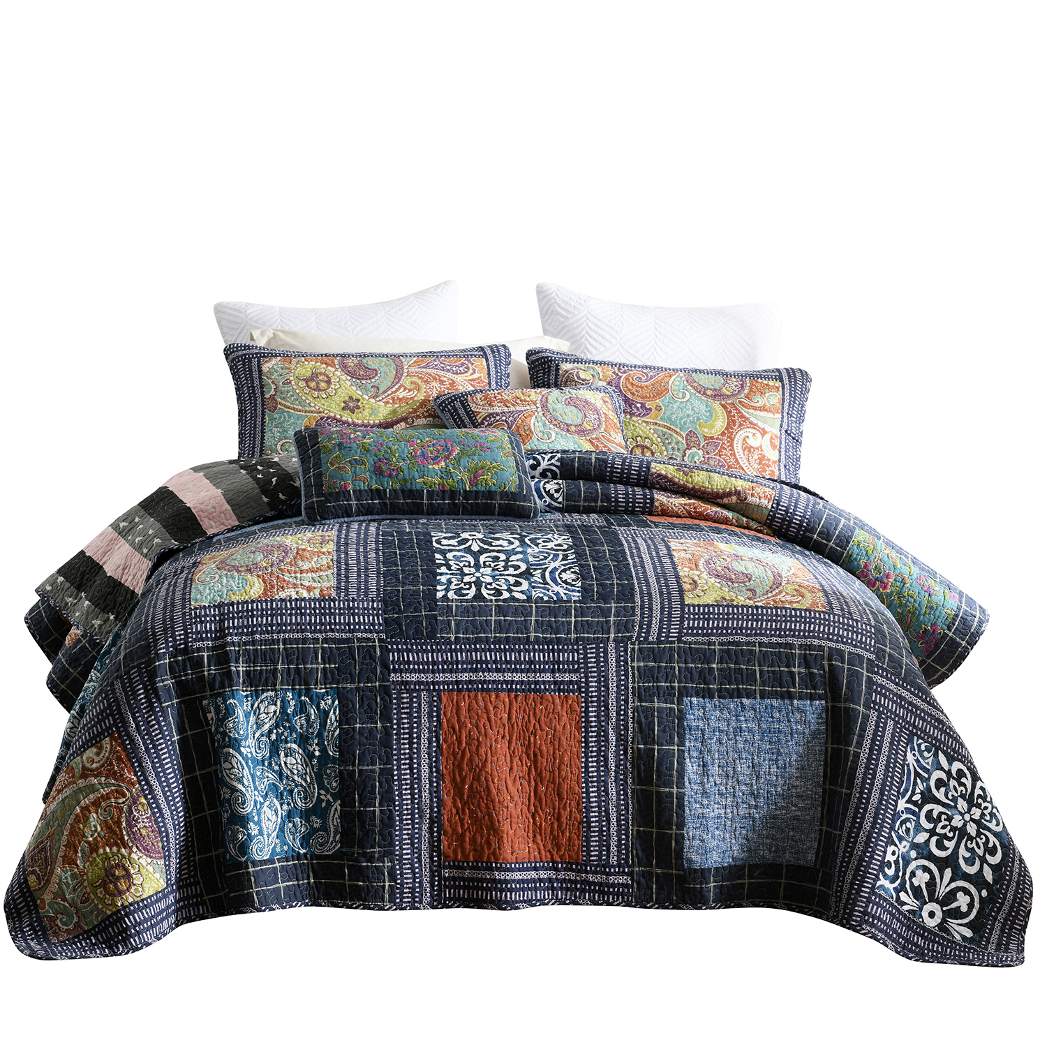 Стеганое покрывало ручной работы из 100% хлопка с вышивкой