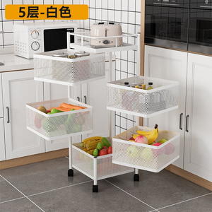 Market arabası çok katmanlı dönen sebze sepetleri hareketli meyve aperatif organizatör içinde oturma odası depolama raf banyo - Product Image 6