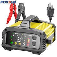 Chargeur de batterie de voiture intelligent FOXSUR 25A 12V/25A 24V/15A, chargeur de batterie portable, courant de charge optionnel, coque en alliage d'aluminium