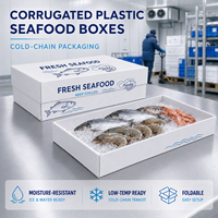 Boîte en plastique ondulé PP pour produits de la mer avec trous de ventilation et taille personnalisée pour l'emballage extérieur et la distribution des marchés de poissons