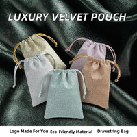 Sac à bijoux en velours doux avec logo personnalisé, petit emballage cadeau, pochette anti-poussière en velours avec cordon de serrage, pochette en velours scintillant avec cordon de serrage