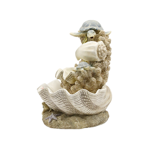 Fontana <span class=keywords><strong>d</strong></span>'<span class=keywords><strong>Acqua</strong></span> in Resina con Guscio di Tartaruga Marina Scolpito a Mano, Fontana Nautica Costiera con Tartaruga e Guscio di Vongola, Fornitura B2B all'Ingrosso - Product Image 6