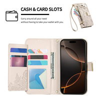Étui de téléphone à rabat en cuir PU tendance pour iPhone 18 avec porte-cartes et dragonne, compatible Samsung S26 Ultra avec cordon