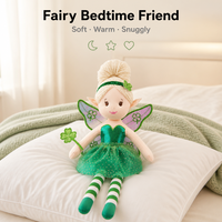 June Garden - Poupée de jardin enchantée de 12 pouces - Poupée en peluche Clover - Douce et moelleuse - Pour filles - Robe verte et ailes - Âges 5-7 ans