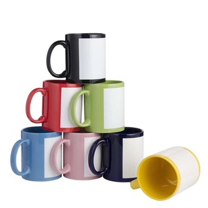 GZYSL Sublimación Recubierto Polímero Parche negro Tazas Esmalte interior Color 11oz Taza de cerámica con parche blanco Taza de sublimación a todo color - Product Image 6