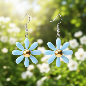 Orecchini Pendenti a Fiore E1940 Placcati Oro in Lega di Zinco e Acrilico, Gioielli Moda Carini da Donna - Product Image 2