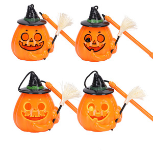 Wholesale Children's Halloween Luminous Broom Pumpkin Lantern Props Portable Ghost Festival Party Decoration Promotional Toys