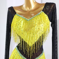 Robe de performance de danse latine jaune et noire, instrument de musique folklorique chinois traditionnel en bois de rose, tenue complète de performance Sandan