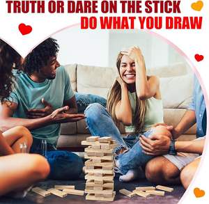 Juego de mesa apilable <span class=keywords><strong>solo</strong></span> para adultos los bloques de <span class=keywords><strong>la</strong></span> torre Lust con 54 piezas de madera y desafíos Truth or Dare - Product Image 6