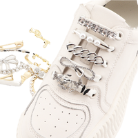 FASTLACES Clips de chaussures en métal Aglet or et argent brillant strass breloques pour baskets décorations de lacet de luxe