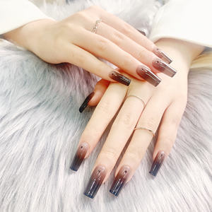 TSZS Medium Square Press on Nails unghie finte lucide unghie acriliche nere per donne e ragazze Private Label - Product Image 4