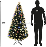 Sapin de Noël artificiel G&L de haute qualité, écologique, 6 pieds, multicolore, LED, fibre optique PVC, support métallique, basse tension, utilisation intérieure