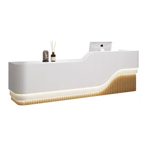 luxury white front desk counter reception desk modern solid surface hotel beauty salon checkout counter