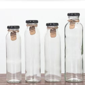 Botella de Vidrio Transparente Redonda al por Mayor, Cilindro de Vidrio de 250ml, 300ml, 350ml, 500ml, Botella para Bebidas, Botella para Jugo, para Agua y Limonada - Product Image 1