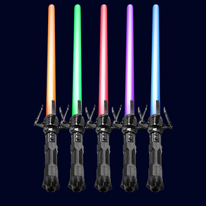 ดาบไลท์เซเบอร์ของเล่นแบบใหม่ โปรโมชั่นพิเศษ ดาบพับเก็บได้ 2-in-1 ไฟ LED คู่ พร้อมเสียง FX สำหรับการต่อสู้ - Product Image 4