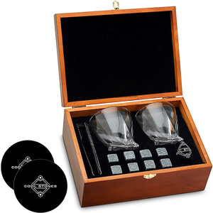 Boîte-cadeau en bois avec logo personnalisé pour whisky verres à vin ensemble avec tartare de glace meilleurs cadeaux pour hommes papa mari fête d'anniversaire - Product Image 5