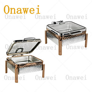Onawei Rose Gold Restaurant Hotel <strong>Chafing</strong> <strong>Dishes</strong> Party Wedding Chefing <strong>Dish</strong> Catering Buffet Hanging Food Warmer Chaving <strong>Dish</strong> - Product Image 4
