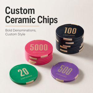 Jetons de <span class=keywords><strong>poker</strong></span> en céramique personnalisés pour usage commercial, avec stock suffisant pour les magasins de loisirs et les salles de divertissement - Product Image 1