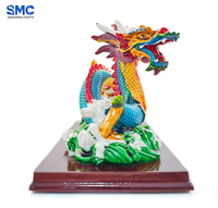 Figurine 3D de dragon chinois sculpté en résine sur base, personnalisée OEM SMC, créature mythique, animal, décoration de bureau et de maison, objet d'art de collection