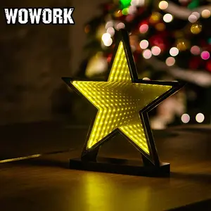 WOWORK新产品霓虹灯圣诞全彩轻松组装迷幻艺术无限镜子发光二极管幻灯标志3D深渊霓虹灯