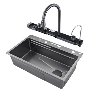 Mouhoti Smart LED Display digitale lavello da <span class=keywords><strong>cucina</strong></span> multifunzione moderna cascata <span class=keywords><strong>in</strong></span> <span class=keywords><strong>acciaio</strong></span> inox lavello <span class=keywords><strong>cucina</strong></span> lavello <span class=keywords><strong>cucina</strong></span> - Product Image 3