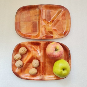 Cuenco cuadrado tejido de piel de madera natural de estilo europeo americano japonés y coreano para ensaladas y dulces vajilla artesanal - Product Image 5