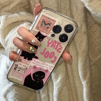 Coque de téléphone vintage motif chat noir pour iPhone 17 16 15 14 13 Pro Max, transparente, souple en TPU, antichoc et protectrice