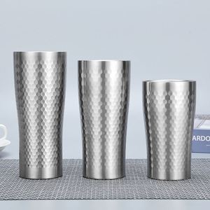 Japanese Style Hammered Insulated Cup 304 Stainless Steel <b>Double</b> <b>Wall</b> Vacuum Mug 350ml Portable Coffee Beer Tumbler - Product Image 2