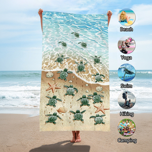 Serviettes <span class=keywords><strong>de</strong></span> bain et <span class=keywords><strong>de</strong></span> <span class=keywords><strong>plage</strong></span> personnalisées en microfibre Terry, imprimé animaux tropicaux, écologiques, antimicrobiennes, sans sable, séchage rapide pour l'été - Product Image 2
