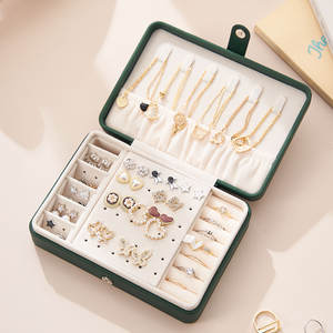 Neuankömmling Anpassbare Doppels chicht Tragbare Reise Rechteck Schmuck Geschenk box mit Knopf für Frauen und Mädchen - Product Image 3