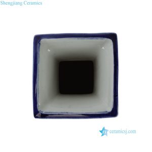 <span class=keywords><strong>Vaso</strong></span> Quadrato in Porcellana Bianca e Blu Kangxi Dipinto a Mano Tradizionale di Jingdezhen RZSC19-B con Manici a <span class=keywords><strong>Testa</strong></span> di Bestia, Cotto ad Alta Temperatura - Product Image 5