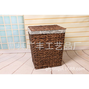 <b>Wicker</b> <b>Laundry</b> <b>Baskets</b> Rectangle Chocolate Color With Lids For <b>Laundry</b> Room Standing Type GF 24 - Product Image 2