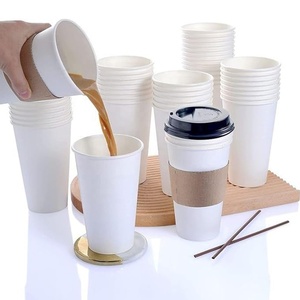 Gobelet à café jetable en papier avec logo personnalisé pour boissons chaudes/froides 8oz 12oz blanc compostable, vente en gros - Product Image 3