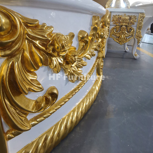 Baroque phong cách nội thất phòng ngủ hoàng gia ưa thích rắn gỗ giường cổ điển sang trọng khung giường tròn - Product Image 6
