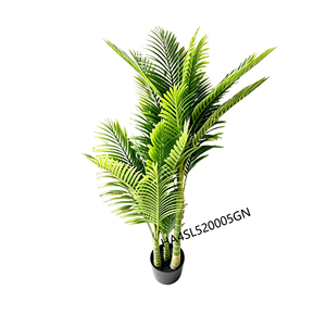 Palmier Areca Artificiel <span class=keywords><strong>de</strong></span> 1,80 m (2 m <span class=keywords><strong>de</strong></span> hauteur) avec <span class=keywords><strong>3</strong></span> tiges et 30 feuilles, en pot en plastique noir, faux palmier tropical pour la décoration intérieure et le salon - Product Image 2