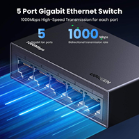UGREEN Ethernet Switch, 5 Port Gigabit Ethernet Splitter, Plug & Play, dinding & Desktop jaringan Switch Hub