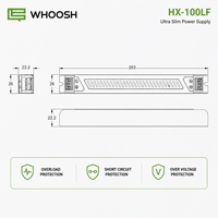 HX-100LF-12 100W 12V 8.33A Alimentation LED AC/DC ultra-mince en aluminium pour éclairage public, transformateur de driver