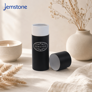 Tubo de Embalaje para Velas de Aromaterapia, Caja de Regalo Cilíndrica de Cartón Negro Mate de Lujo con Diseño de Impresión Plateada Personalizada - Product Image 3