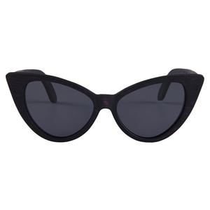 แว่นกันแดดไม้ทรงแคทอายผู้หญิงกรอบสีดำเลนส์ TAC UV400 ป้องกันแฟชั่นการเดินทางซันเชดส์ W3034 - Product Image 1