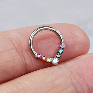 ASTM F136 G23 Titan Bông tai CZ paved nội bộ ren tragus sụn Helix daith Stud vách ngăn Clicker pierc đồ trang sức - Product Image 6