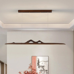 Lámpara de Techo LED Estilo Wabi-Sabi, Inspirada en el Zen, de Madera de Nogal Negro Norteamericano y Pantalla de Cobre, para Sala de Estar o Comedor - Product Image 2