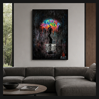 Impression murale en cristal avec motif graffiti d'ampoule colorée, thème urbain, pour salon, bureau, studio, intérieurs modernes