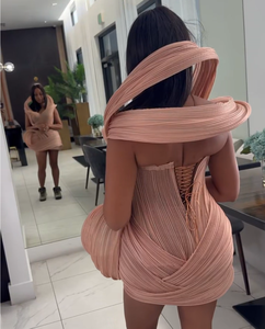 Impresionantes <span class=keywords><strong>Vestidos</strong></span> <span class=keywords><strong>de</strong></span> <span class=keywords><strong>Fiesta</strong></span> Azules Aso Ebi, Vestido Africano Único <span class=keywords><strong>de</strong></span> Organza con Pliegues 3D para Cumpleaños, Sesión <span class=keywords><strong>de</strong></span> Fotos, Vestido Personalizado para <span class=keywords><strong>Boda</strong></span> - Product Image 2