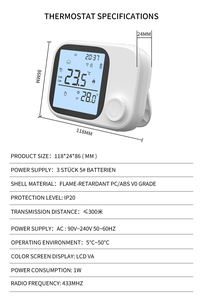 RF Không Dây Treo Tường Bếp Nhiệt Tuya Wifi Thông Minh Nhiệt Với Một Máy Thu Powered By Pin/USB Núm Điều Khiển Từ Xa - Product Image 6