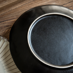 Assiette plate asymétrique rétro, belle assiette à dîner de style occidental, assiette en céramique gaufrée - Product Image 4